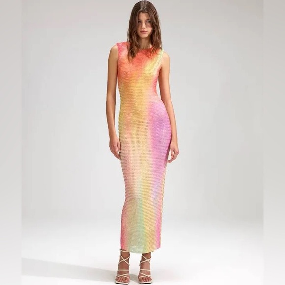 Printed Mesh Midi Dress - Picture 7 of 11